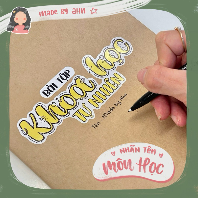 NHÃN TÊN MÔN HỌC decor bìa vở sticker - MADE BY AHN thiết kế