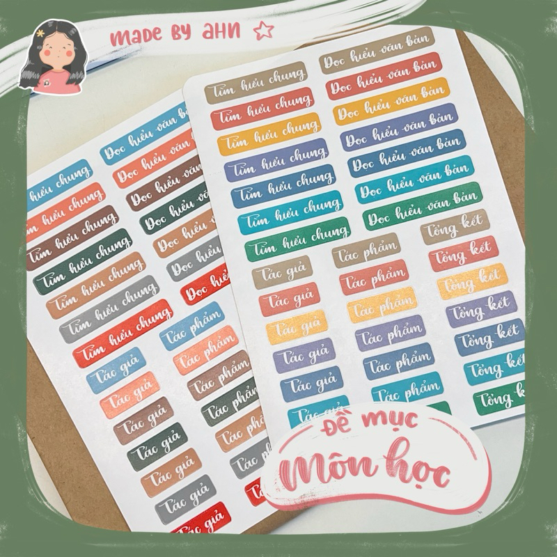 Sticker ĐỀ MỤC MÔN HỌC - MADE BY AHN thiết kế
