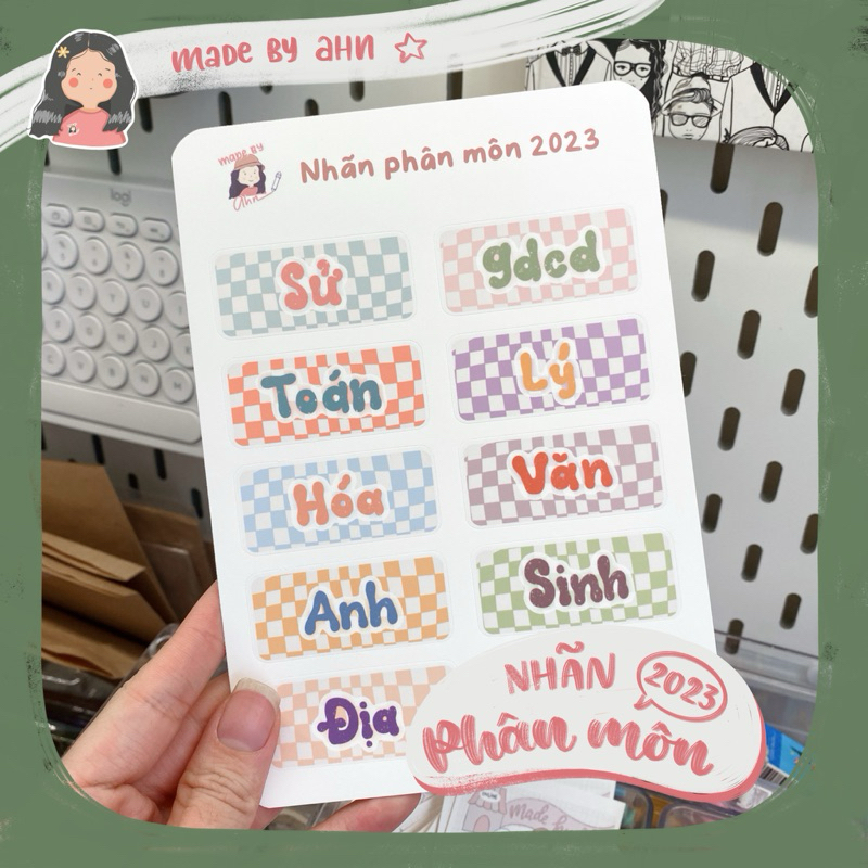 Nhãn phân môn 2023 sticker boc dan MADE BY AHN thiết kế
